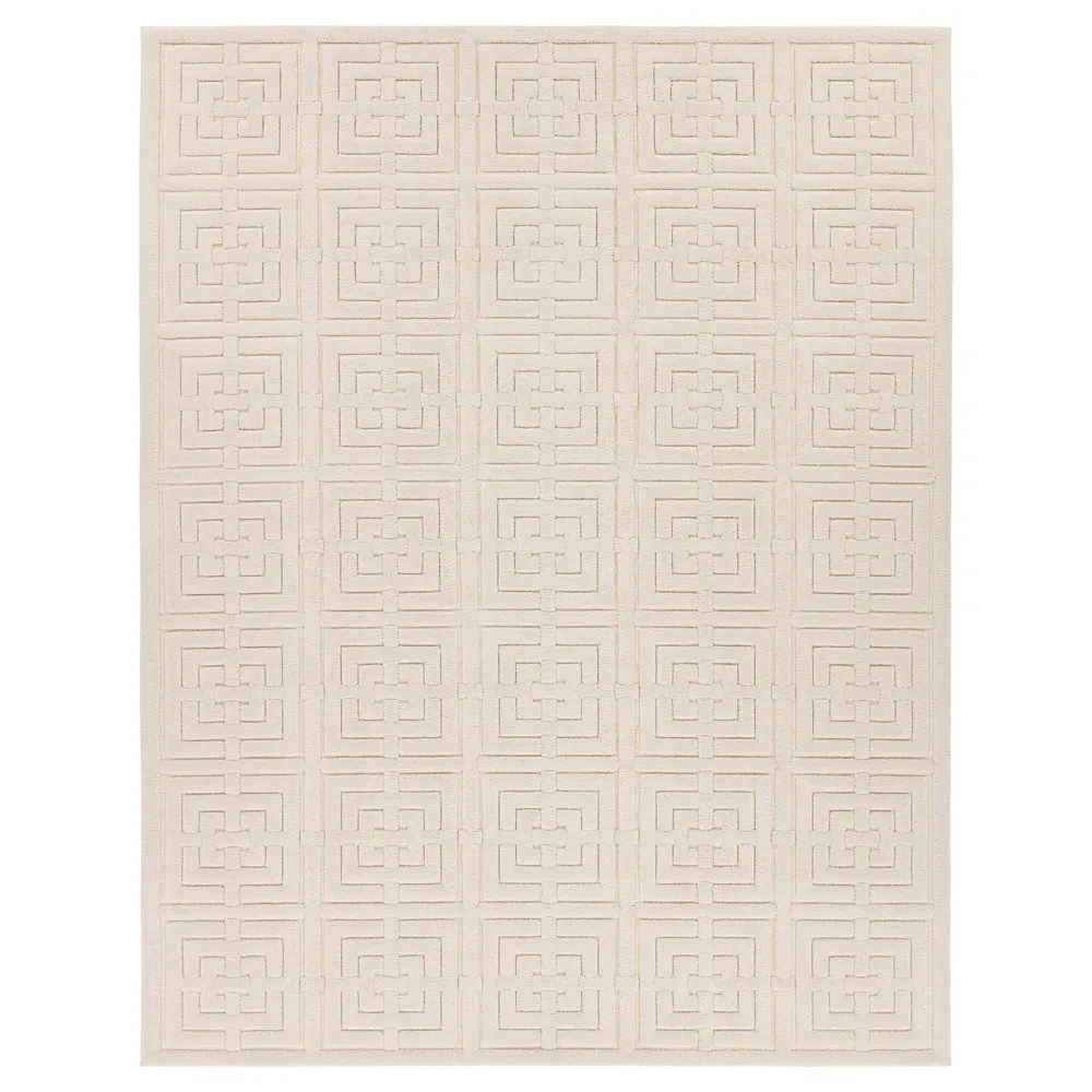Maelle Geometric Patterned Rug - Cream, Polyester