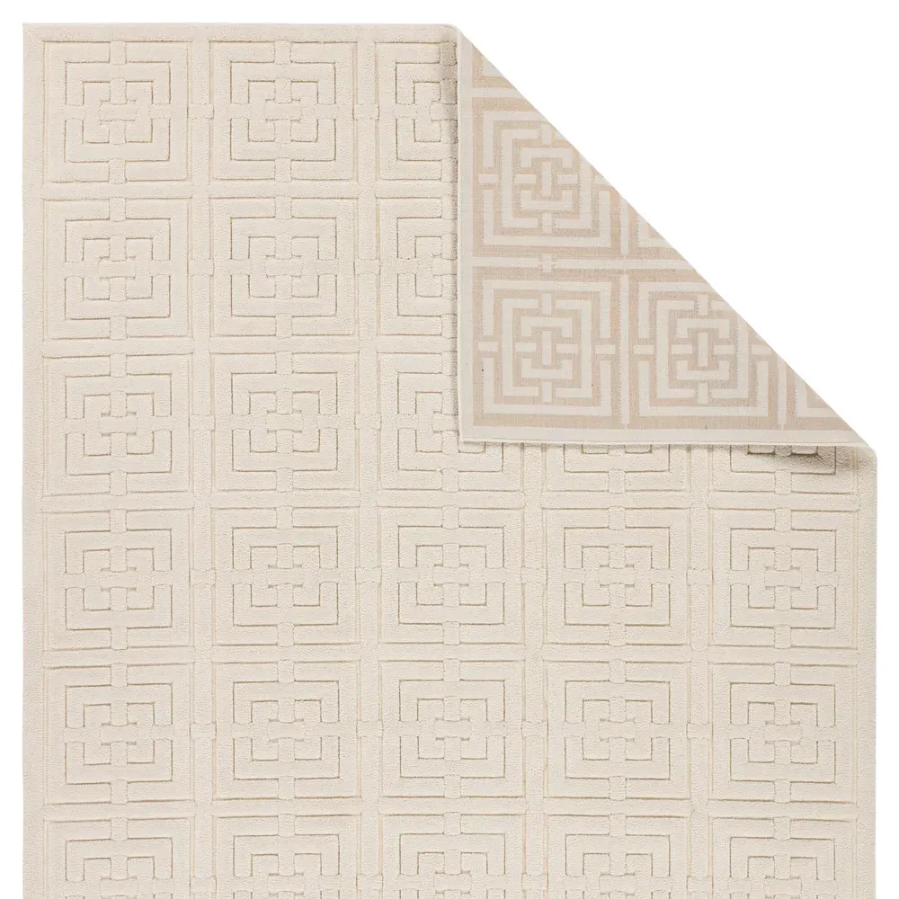 Maelle Geometric Patterned Rug - Cream, Polyester