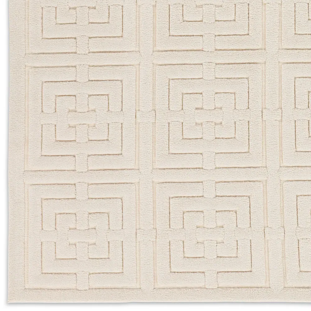 Maelle Geometric Patterned Rug - Cream, Polyester