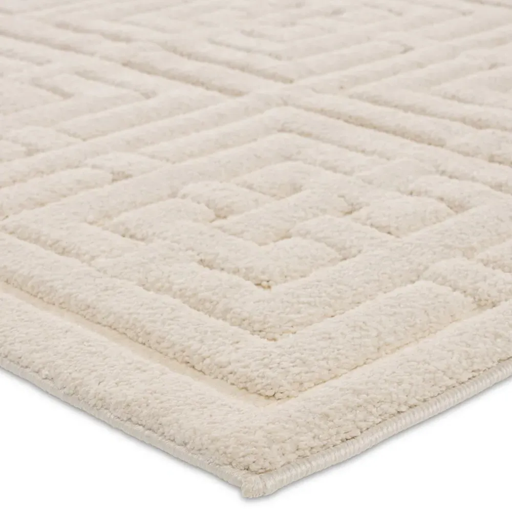 Maelle Geometric Patterned Rug Sample - Cream, Polyester