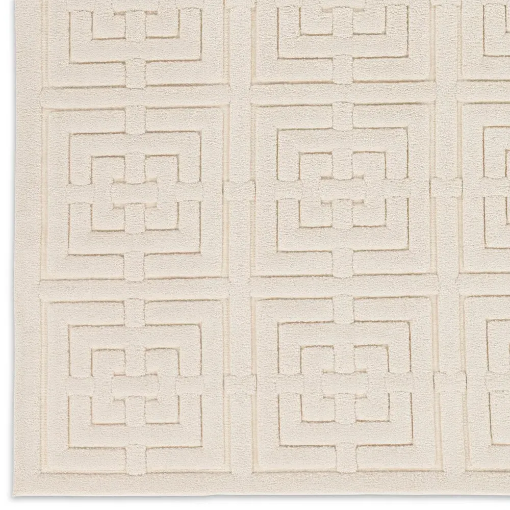Maelle Geometric Patterned Rug Sample - Cream, Polyester