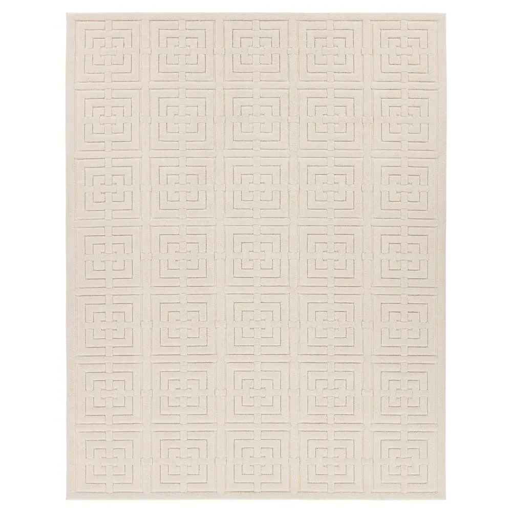 Maelle Geometric Patterned Rug Sample - Cream, Polyester image
