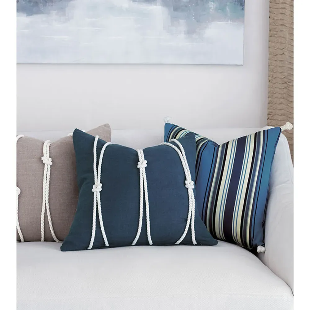 Maelle Knot Throw Pillow - Blue, Linen