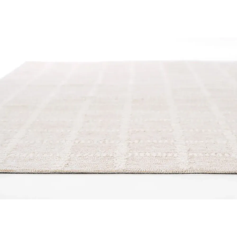 Maeve Grid Patterned Rug - Beige, Wool