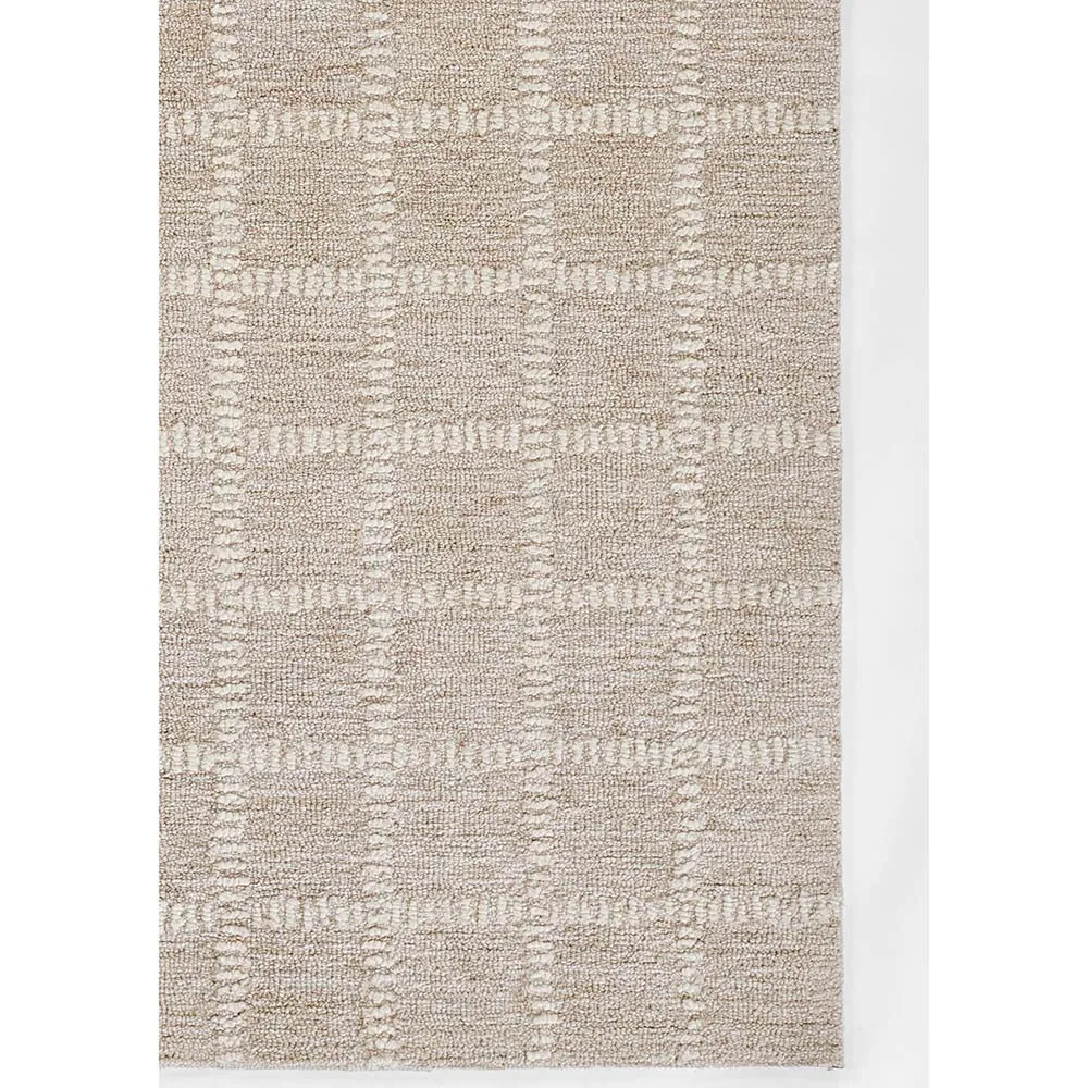 Maeve Grid Patterned Rug - Beige, Wool