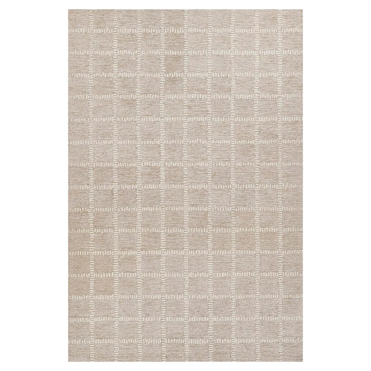 Maeve Grid Patterned Rug - Beige, Wool
