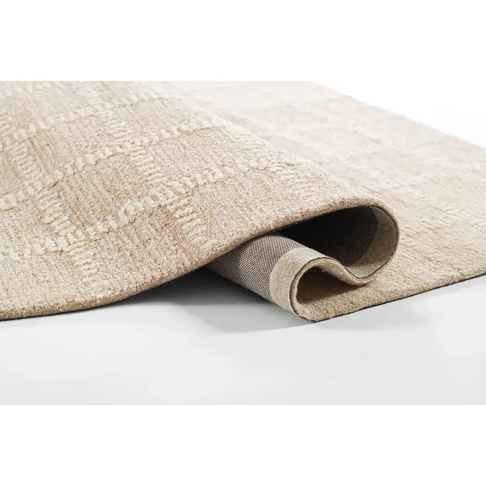 Maeve Grid Patterned Rug - Beige, Wool