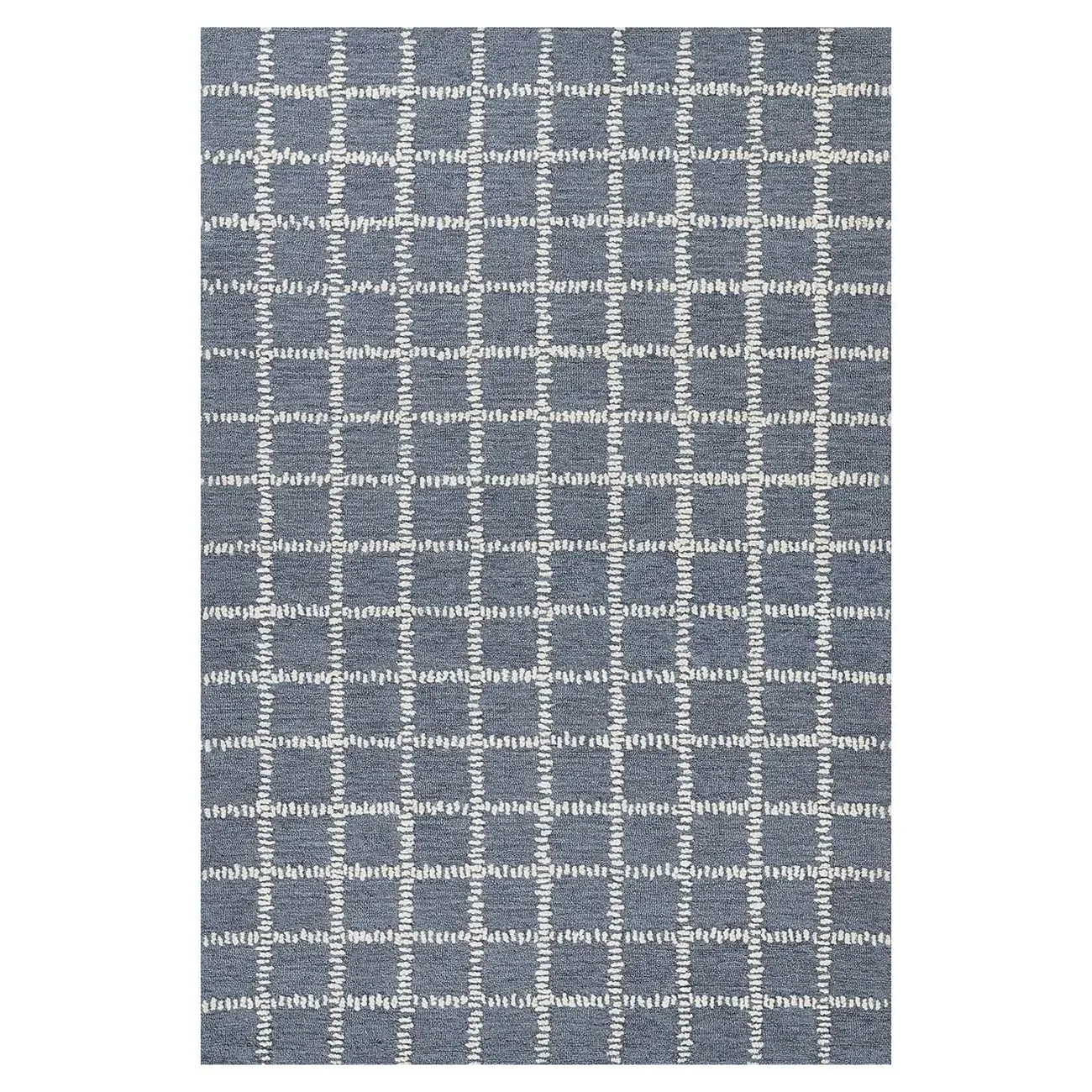 Maeve Grid Patterned Rug - Blue, Wool image