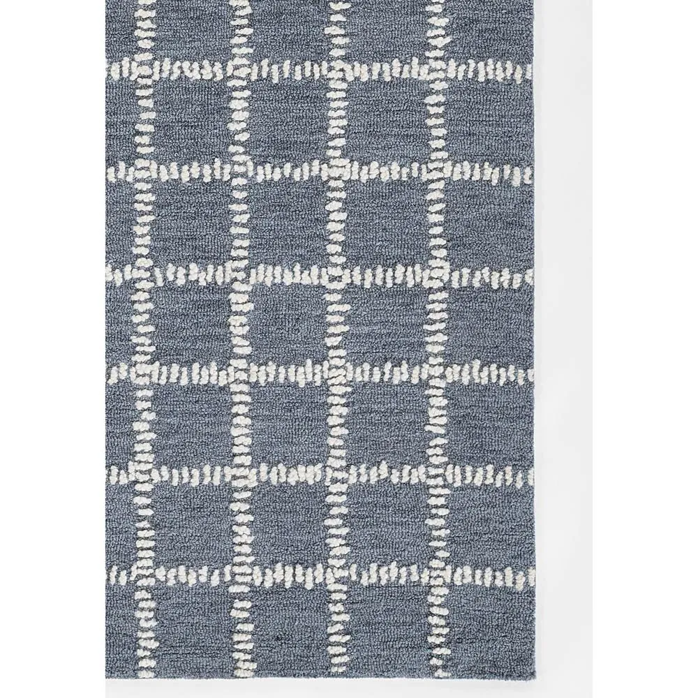 Maeve Grid Patterned Rug - Blue, Wool