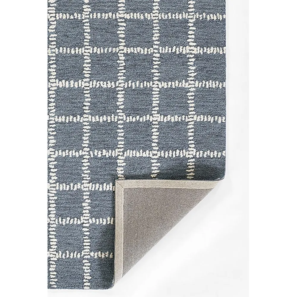 Maeve Grid Patterned Rug - Blue, Wool