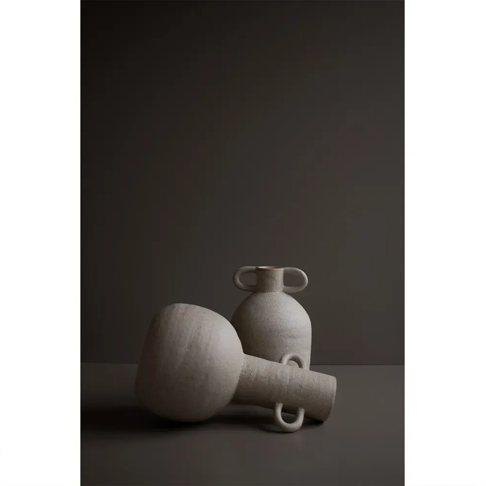 Maeve Large Amphora Table Vase - Beige, Ceramic