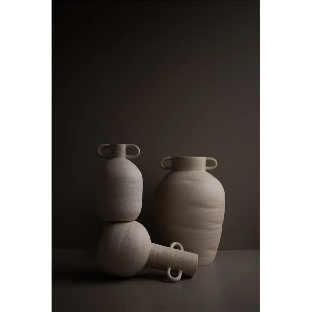 Maeve Small Amphora Table Vase - Beige, Ceramic