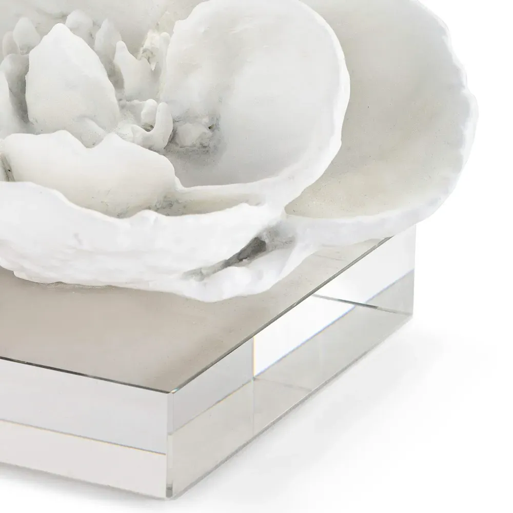 Magnolia Resin Crystal Base Sculpture - White