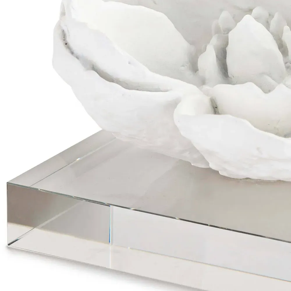 Magnolia Resin Crystal Base Sculpture - White