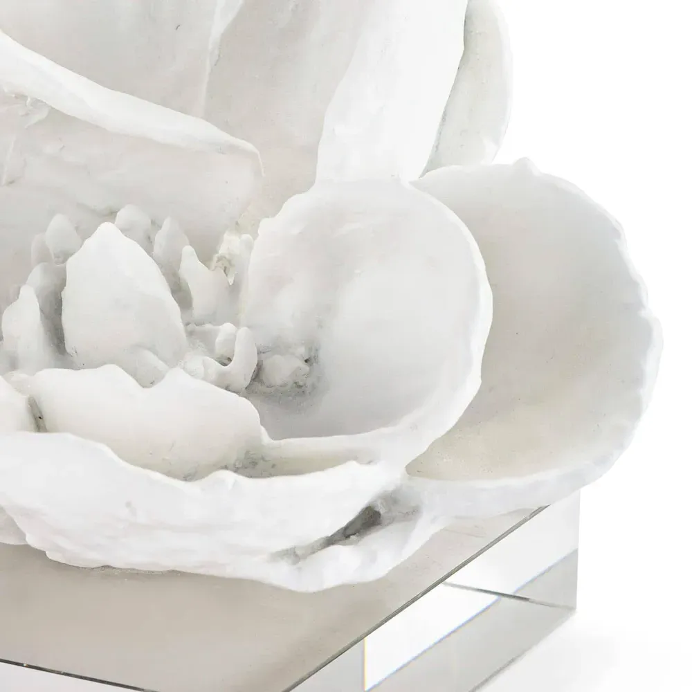 Magnolia Resin Crystal Base Sculpture - White