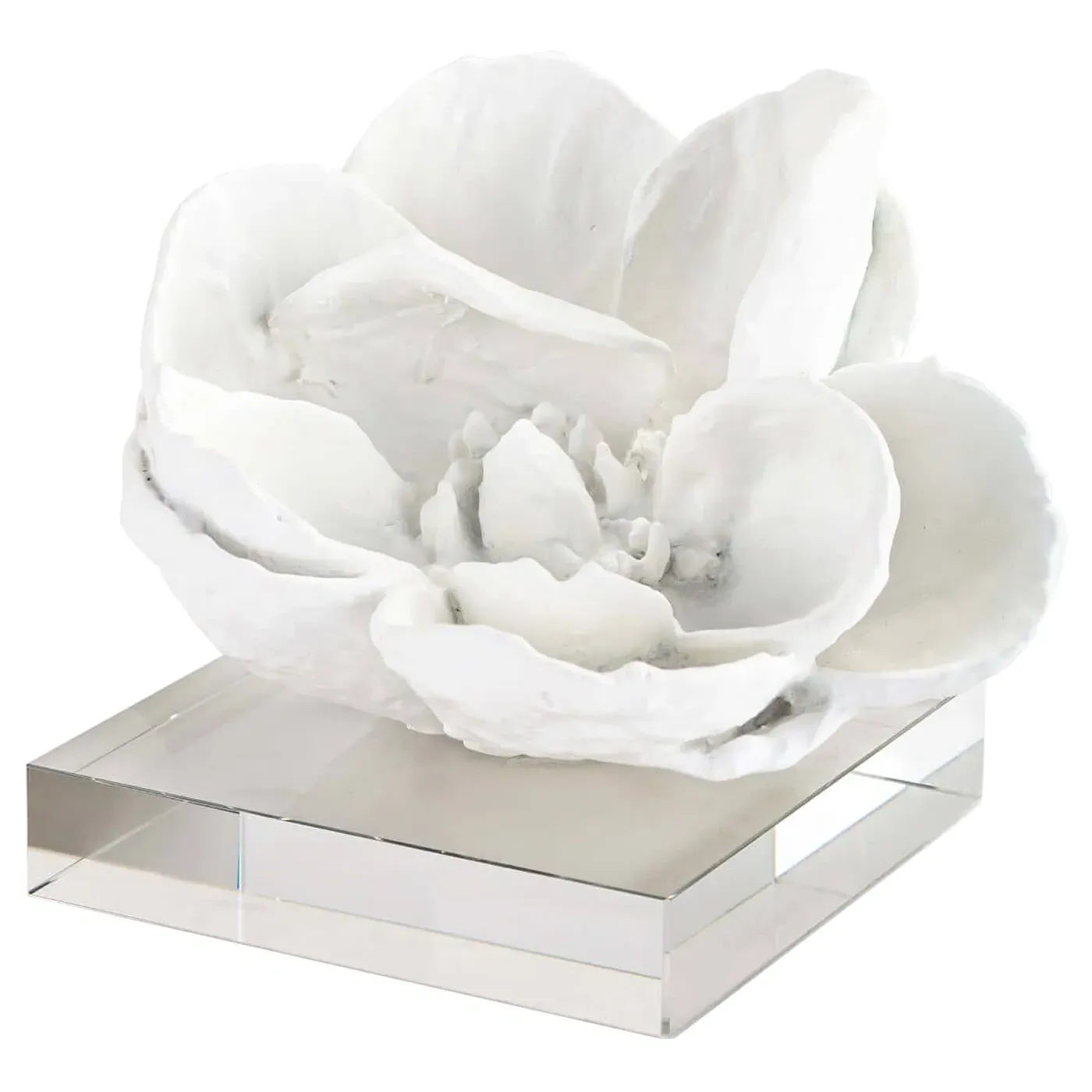 Magnolia Resin Crystal Base Sculpture - White