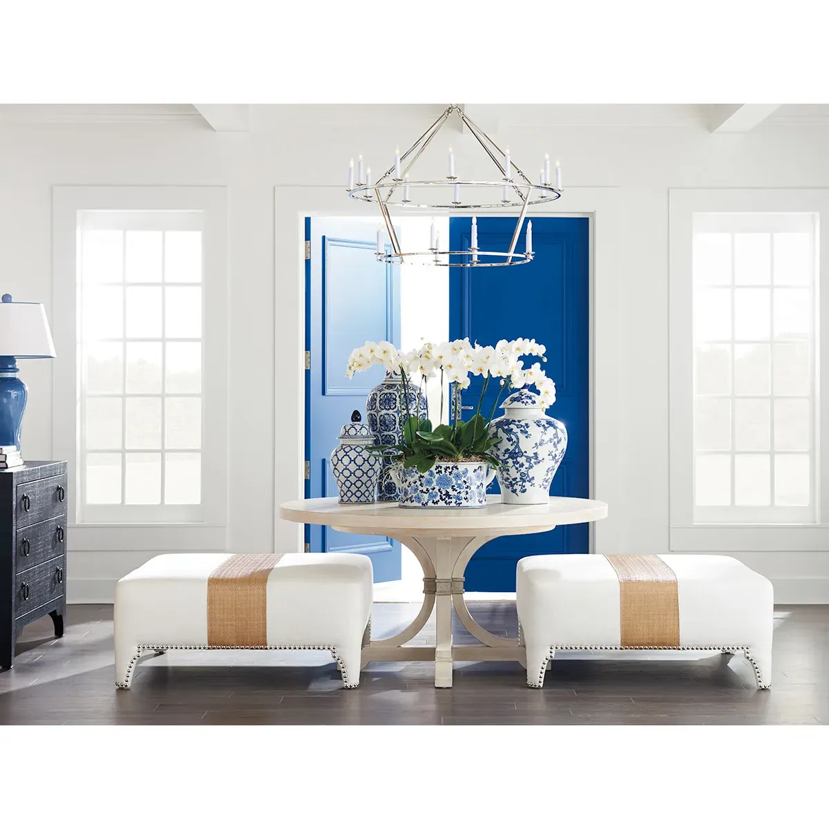 Magnolia Round Extendable Dining Table - White, Wood