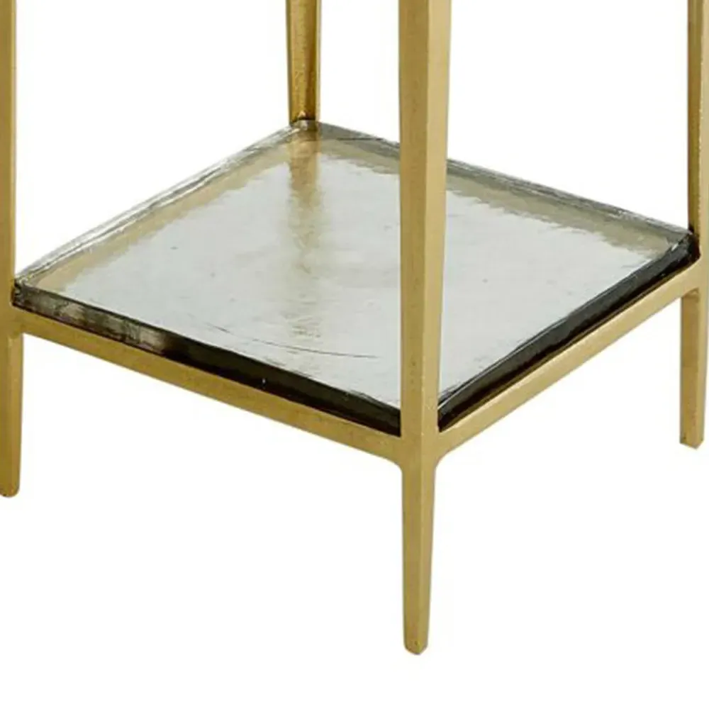 Magnus Square Side Table - Gold, Glass