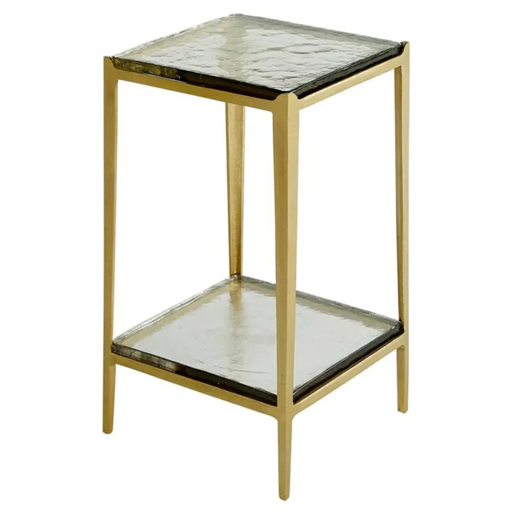 Magnus Square Side Table - Gold, Glass