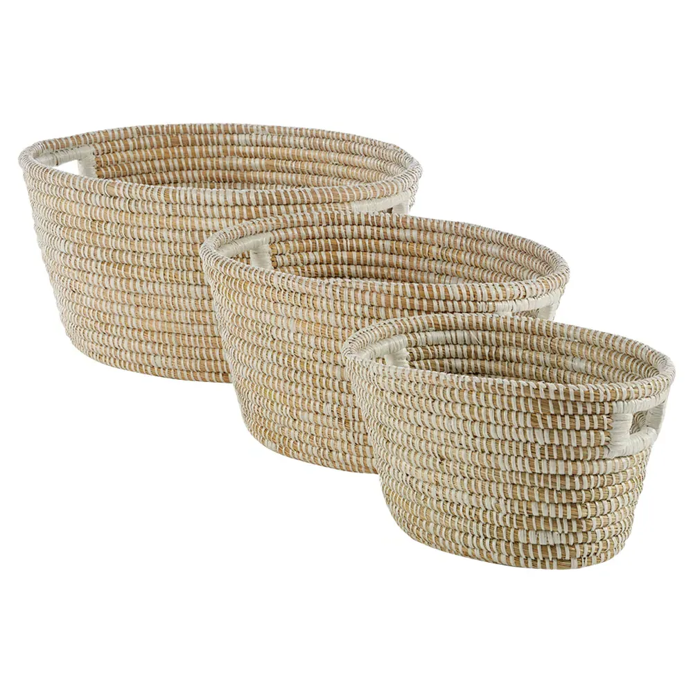 Maia Oval Handled Baskets Set of 3 - Brown, Rivergrass image