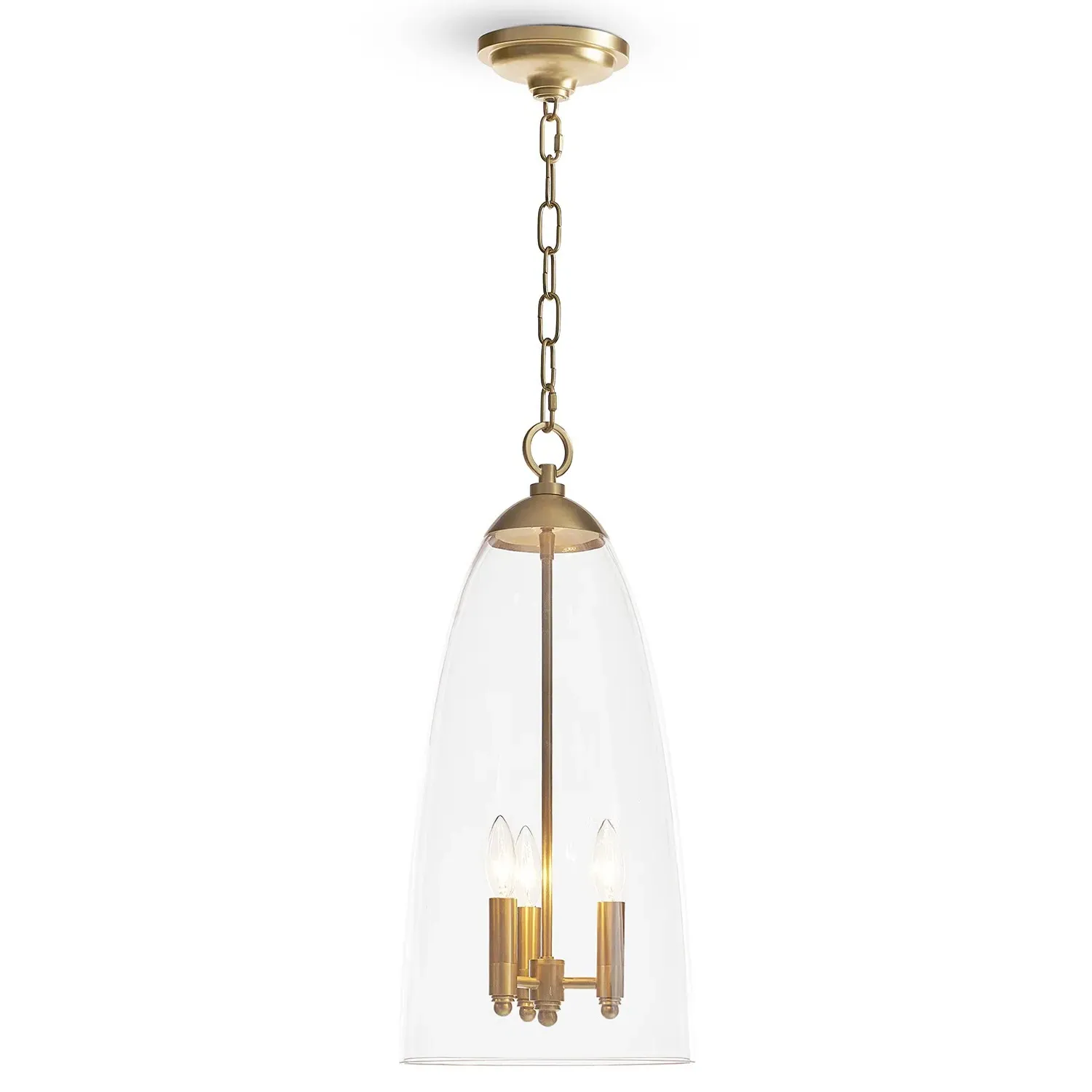 Maiden Glass Shade Pendant Light - Natural Brass, Metal