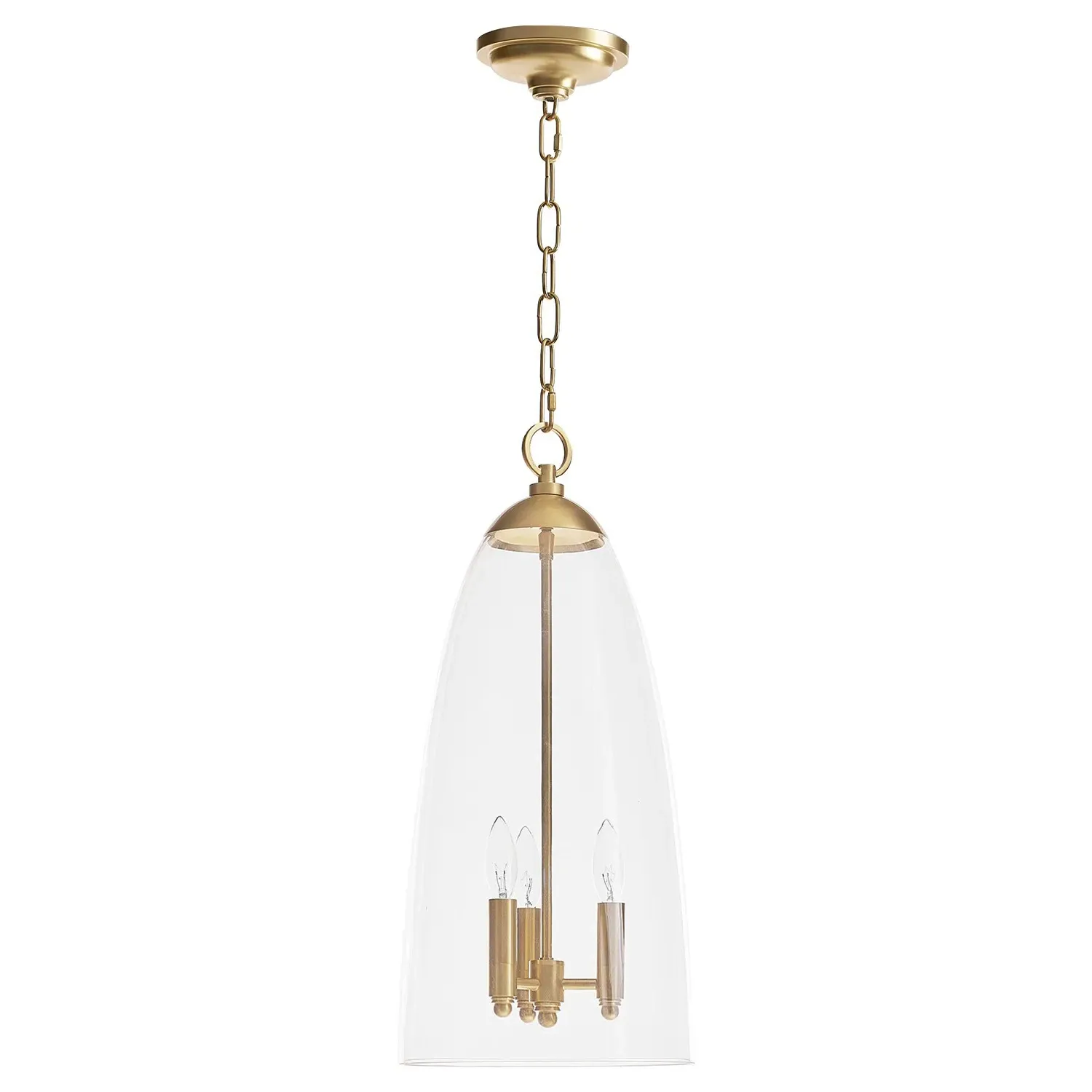 Maiden Glass Shade Pendant Light - Natural Brass, Metal
