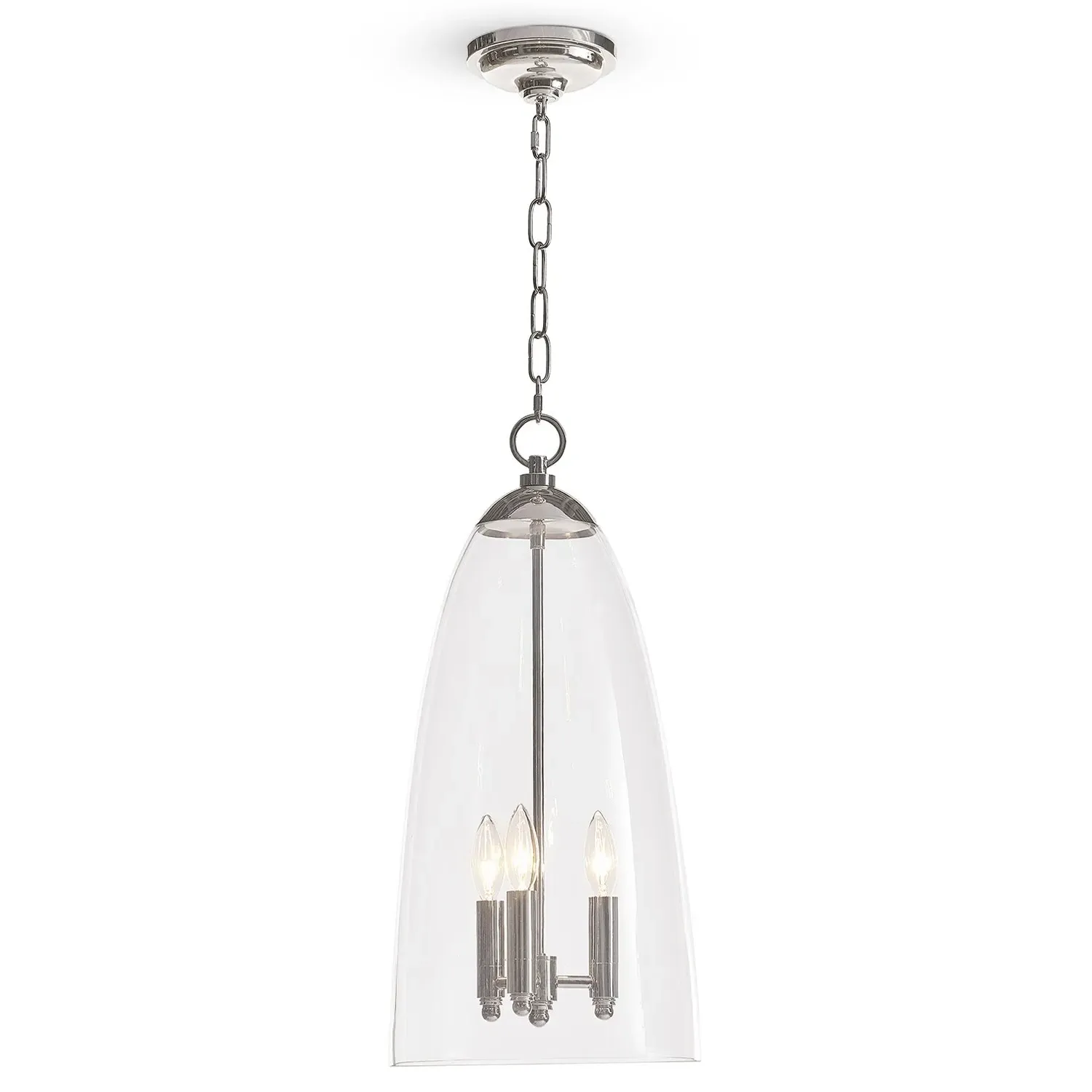 Maiden Glass Shade Pendant Light - Polished Nickel, Metal