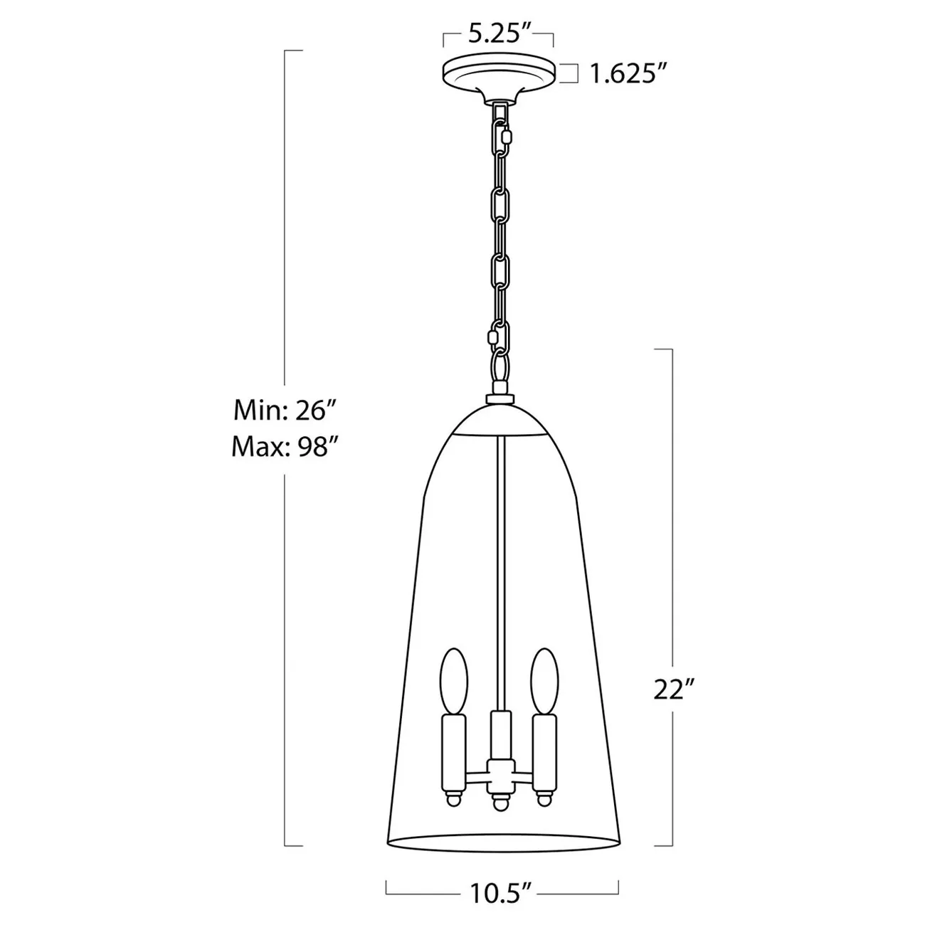 Maiden Glass Shade Pendant Light - Polished Nickel, Metal