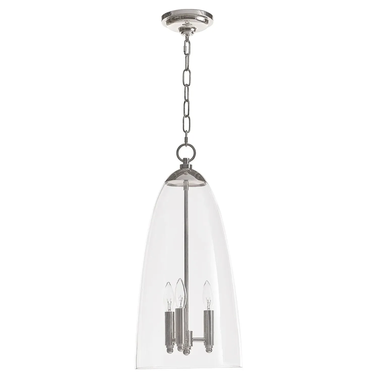 Maiden Glass Shade Pendant Light - Polished Nickel, Metal