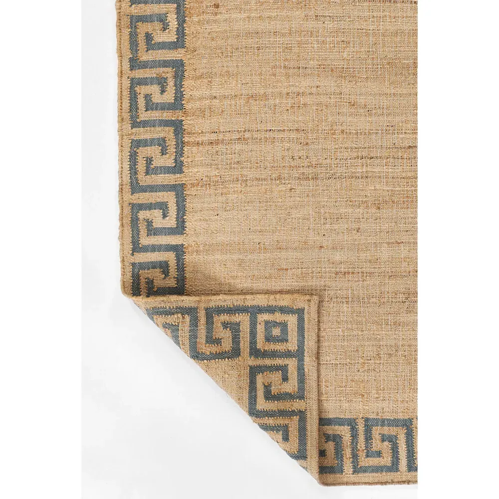 Maisha Border Patterned Rug - Blue, Blended Yarn