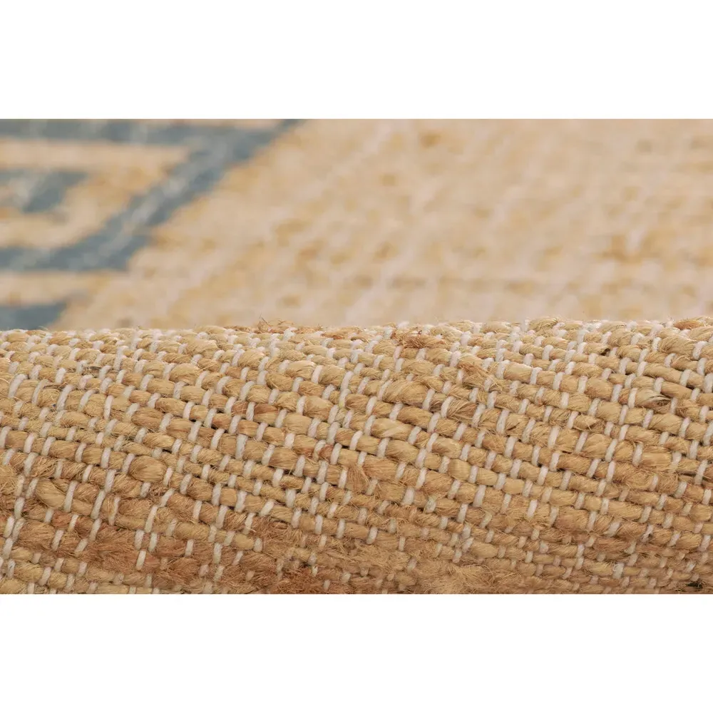 Maisha Border Patterned Rug - Blue, Blended Yarn