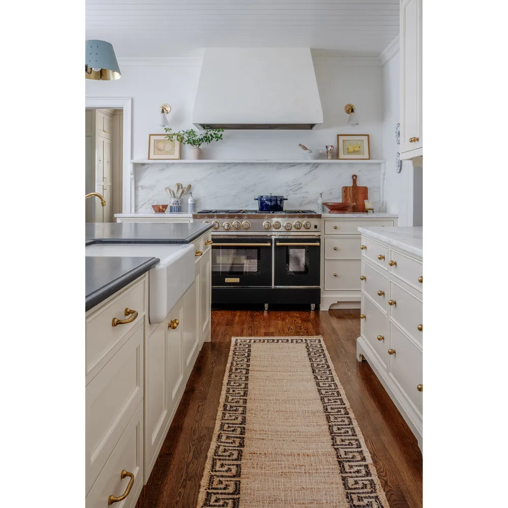 Maisha Border Patterned Rug - Brown, Blended Yarn