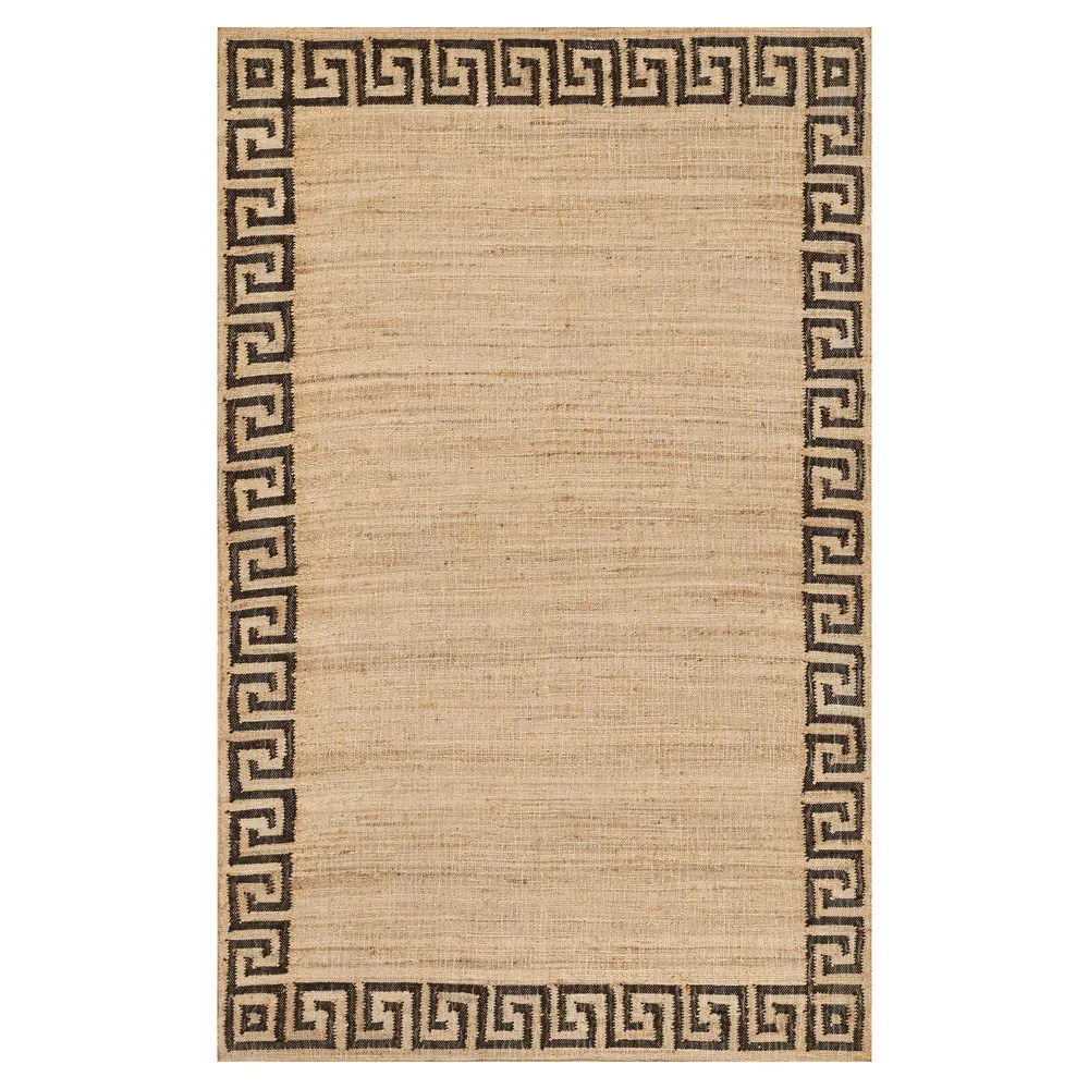 Maisha Border Patterned Rug - Brown, Blended Yarn