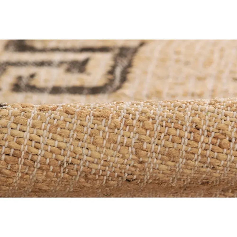 Maisha Border Patterned Rug - Brown, Blended Yarn