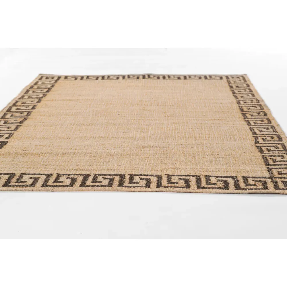 Maisha Border Patterned Rug - Brown, Blended Yarn