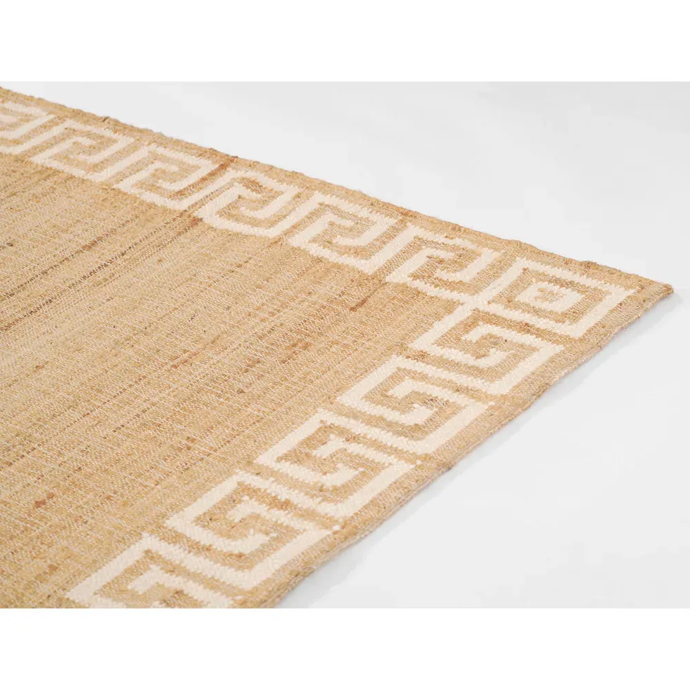 Maisha Border Patterned Rug - Ivory, Blended Yarn
