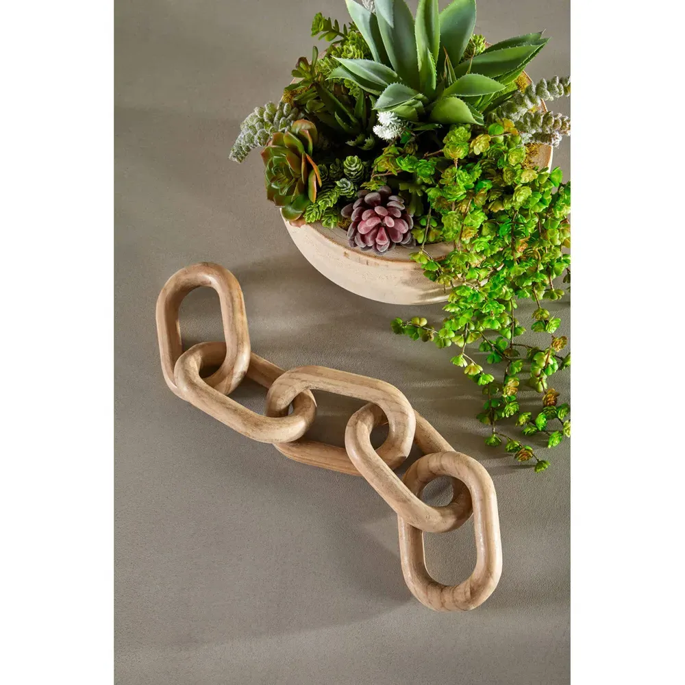 Maisha Chain Link Sculpture - Smoke Grey, Reclaimed Pine