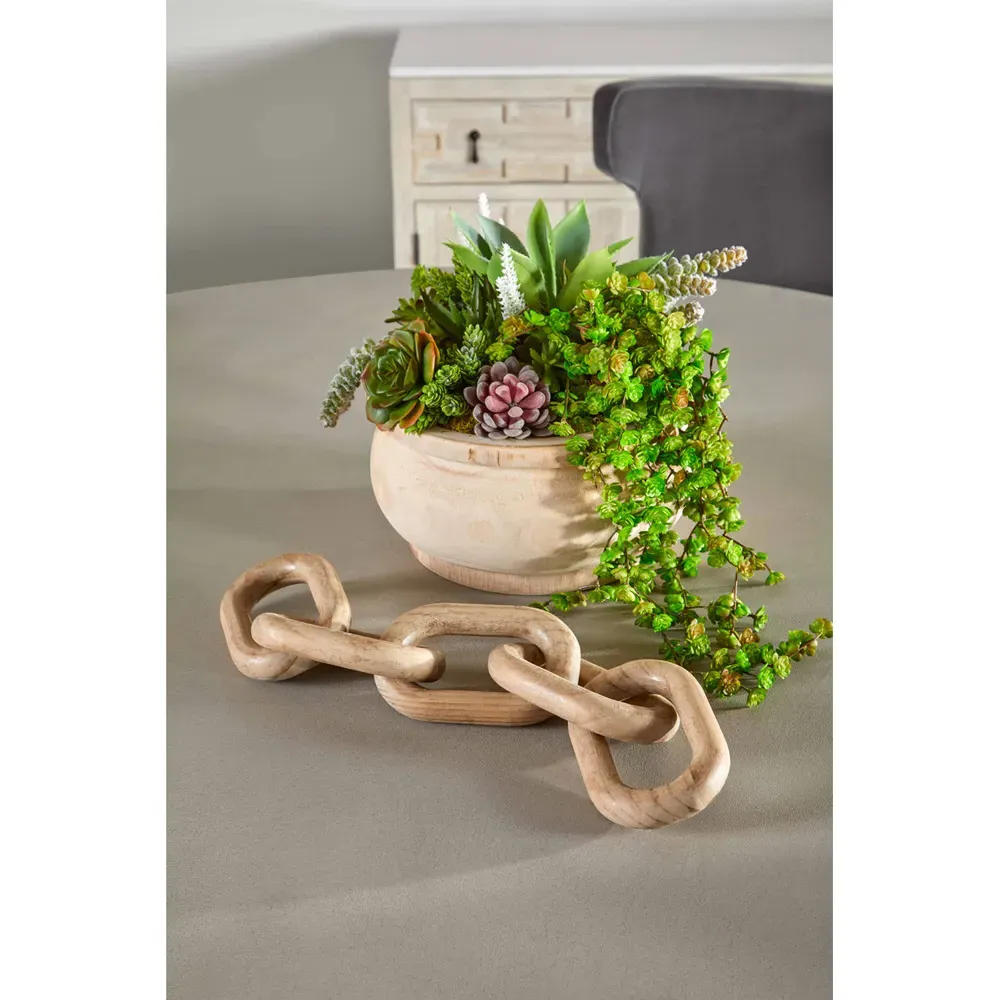 Maisha Chain Link Sculpture - Smoke Grey, Reclaimed Pine