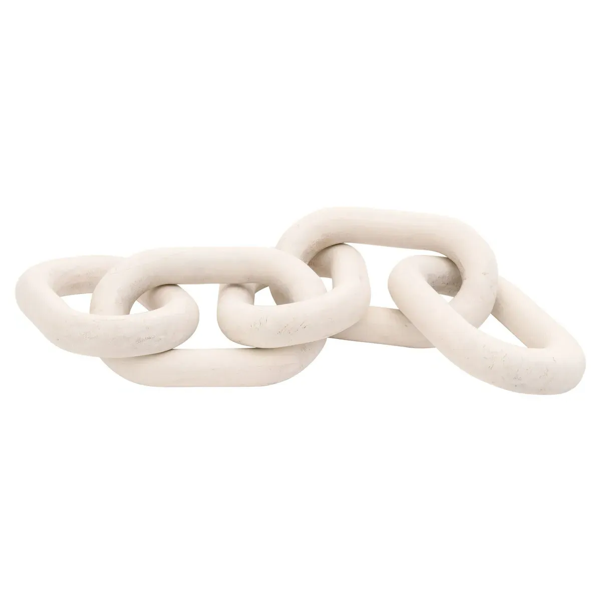 Maisha Chain Link Sculpture - White Wash, Reclaimed Pine