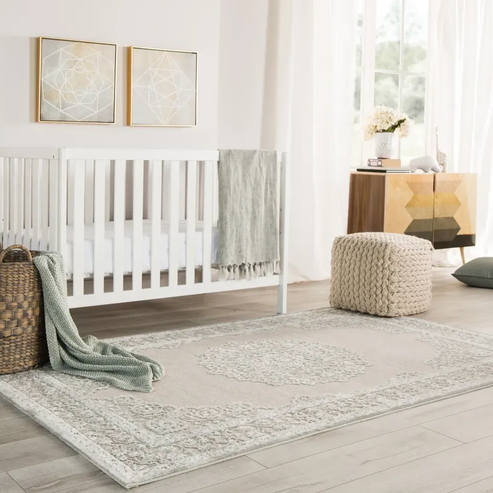 Maisie Floral Patterned Rug - Grey