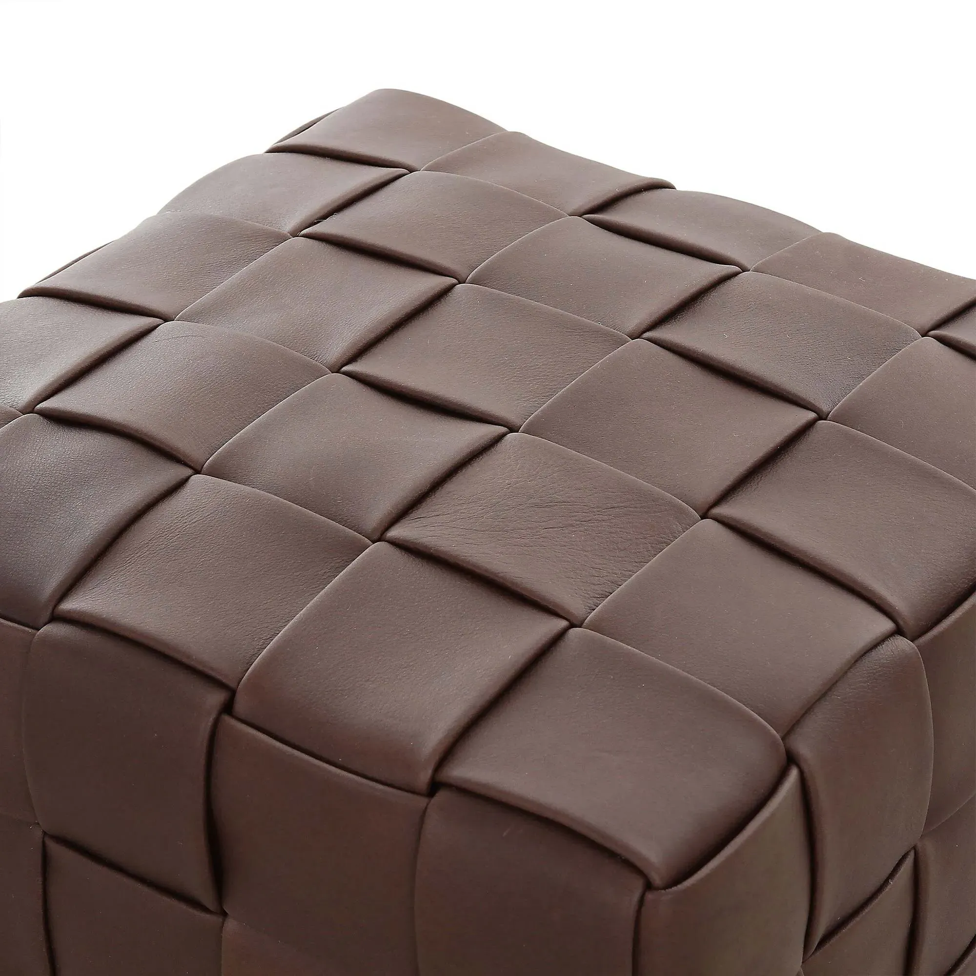 Maisie Ottoman - Brown, Leather