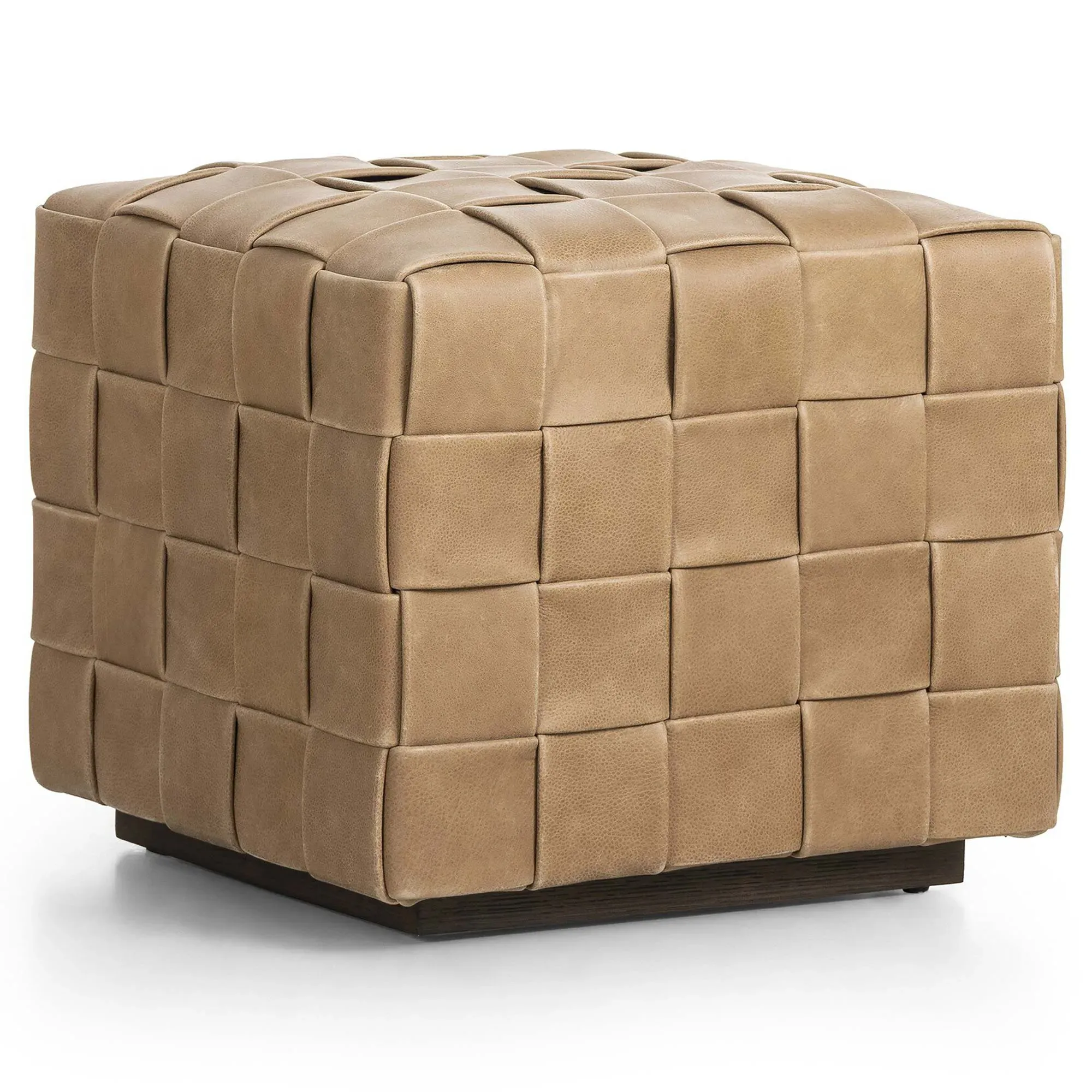 Maisie Ottoman - Tan, Leather