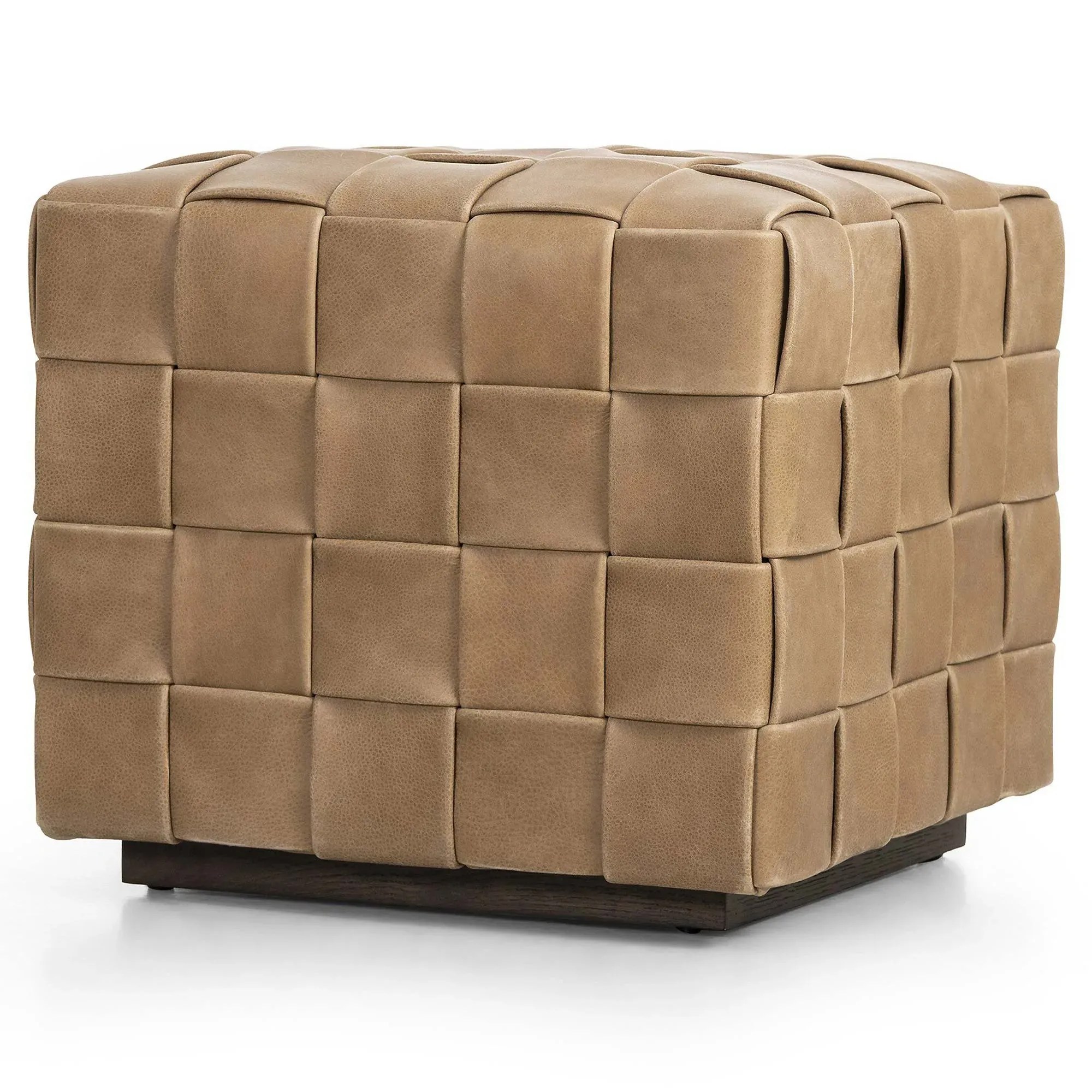 Maisie Ottoman - Tan, Leather