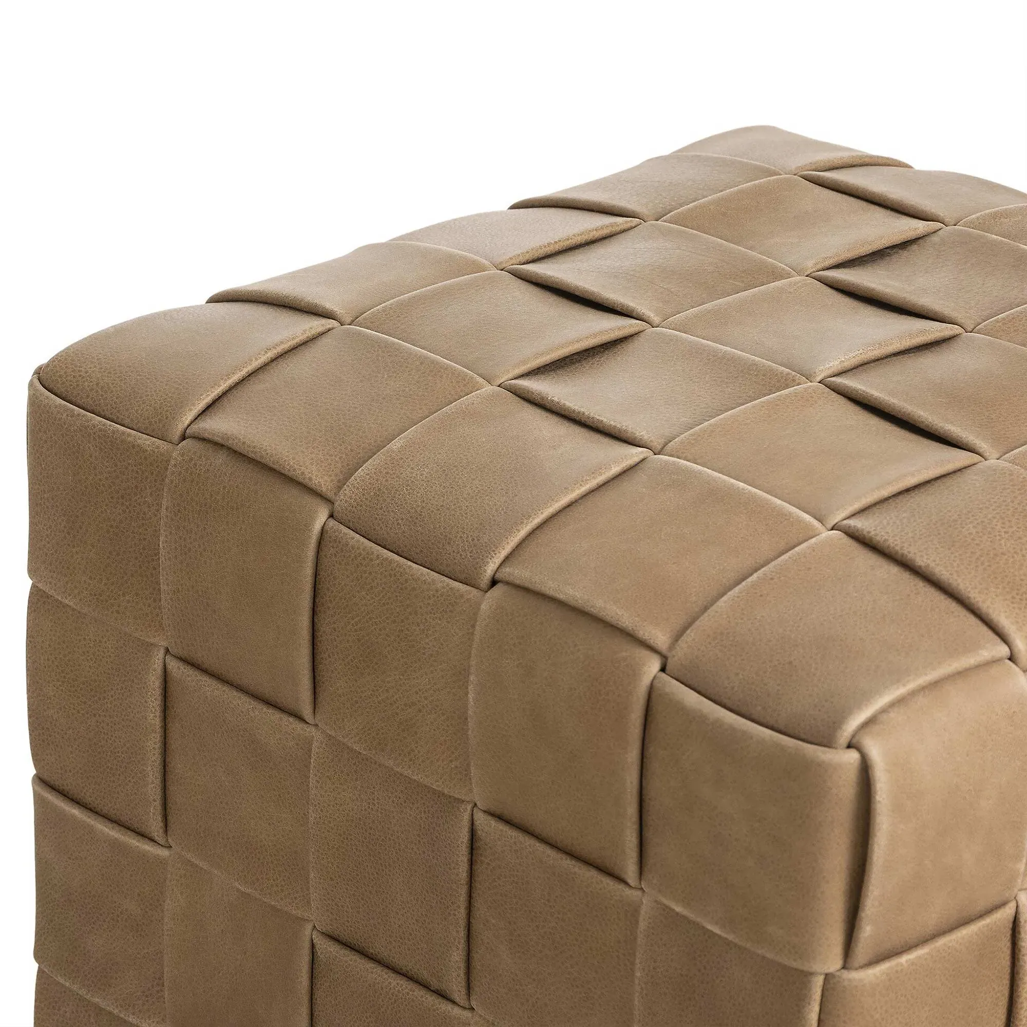 Maisie Ottoman - Tan, Leather