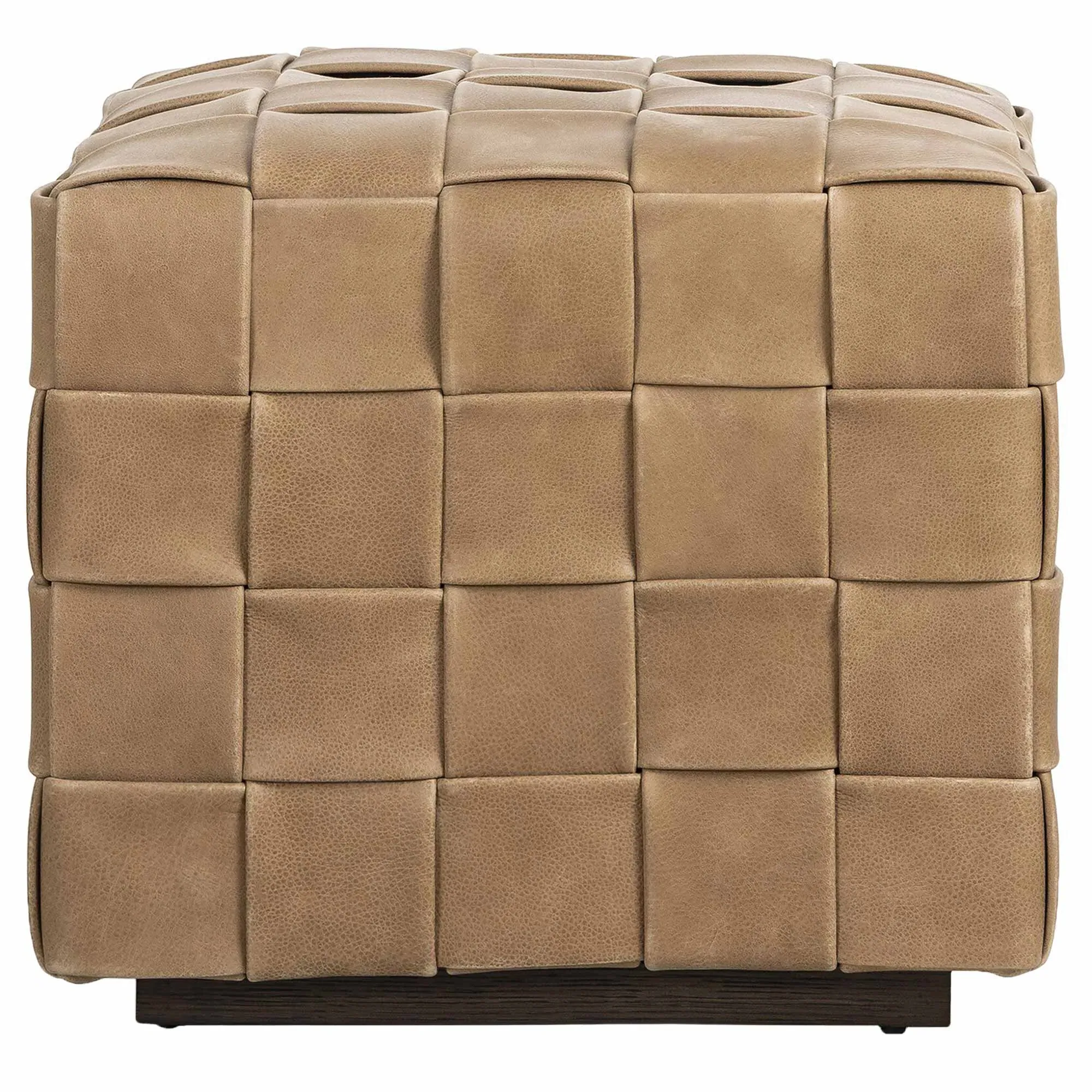 Maisie Ottoman - Tan, Leather