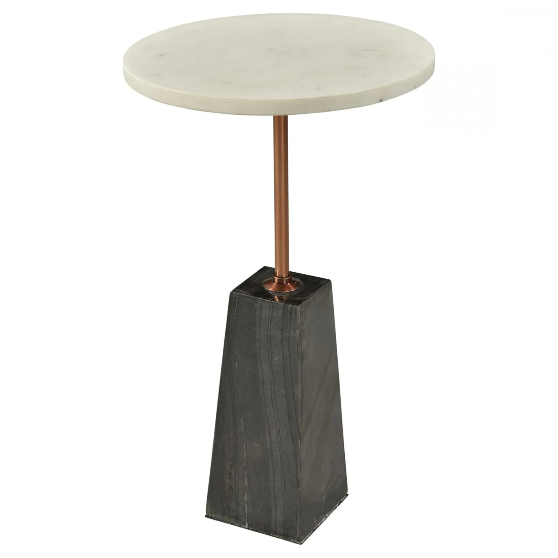 Makenna Round Side Table - White, Marble