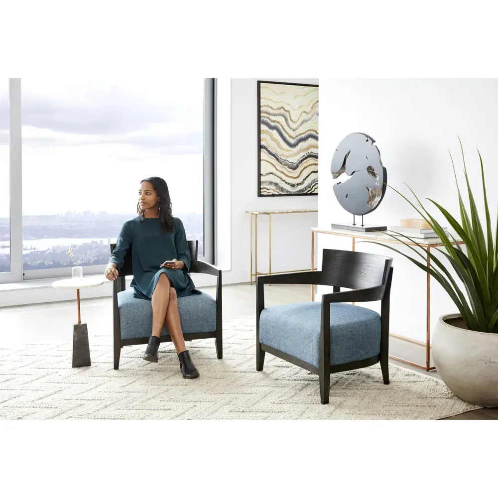 Makenna Round Side Table - White, Marble