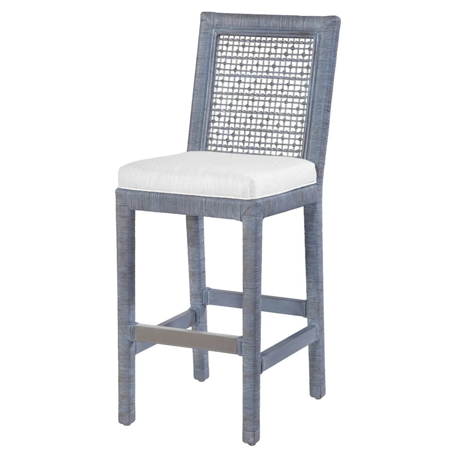 Mako Bar Stool - Blue, Rattan