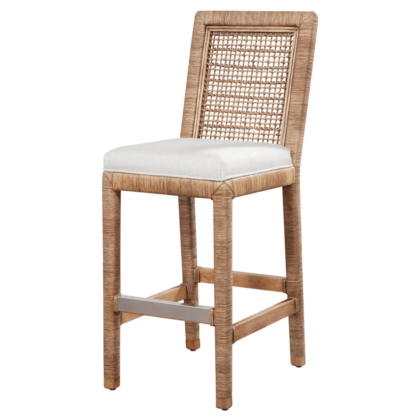 Mako Bar Stool - Brown, Rattan