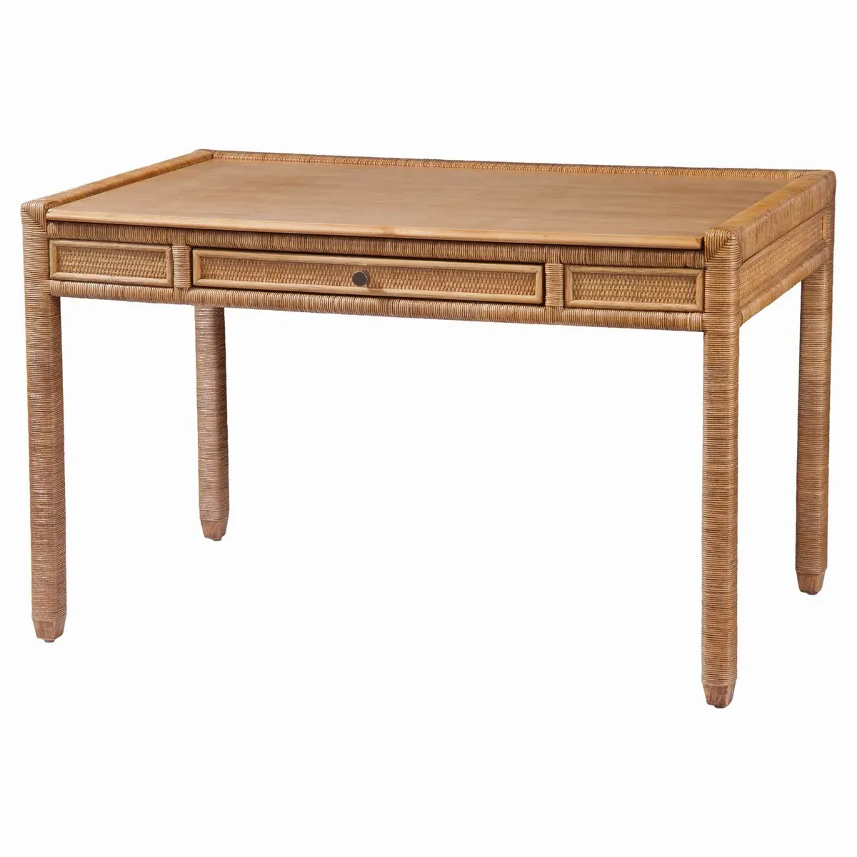 Mako Coastal Beach Writing Desk - Brown, Rattan